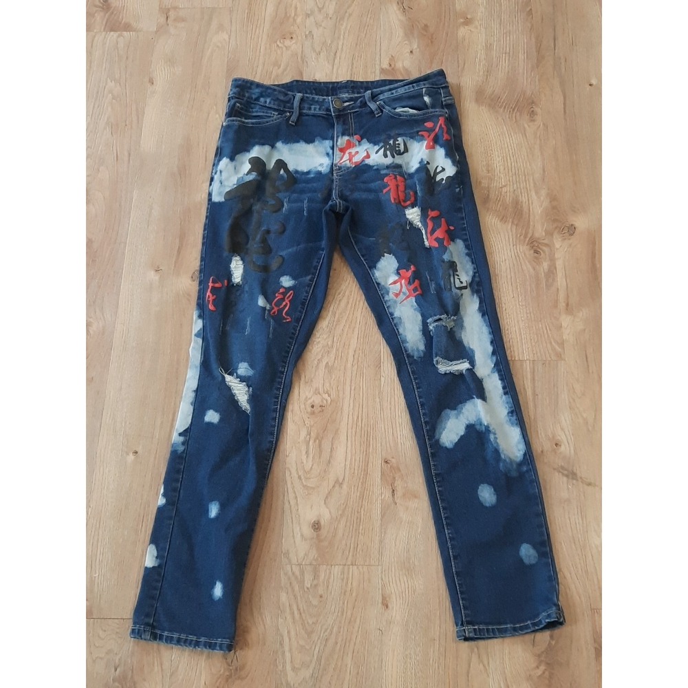 Rue21 Supreme Flex Stacked Skinny Jeans Blue 32x32 Rue 21 Moto Acid Wash Chinese